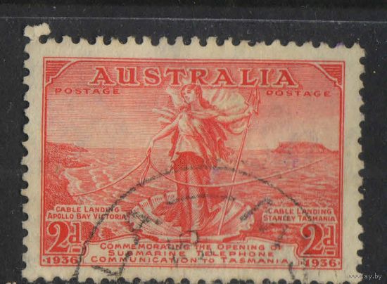 GB Доминион Австралия 1936 Открытие подводной телефонной связи между Австралией и Тасманией Аллегория связи между Аполло-Бей в Виктории и Стэнли в Тасмании #132