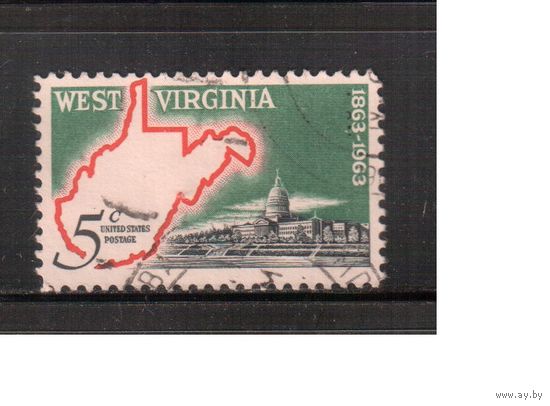 США-1963, (Мих.842) , гаш. , Штат Западная Вирджиния (одиночка)