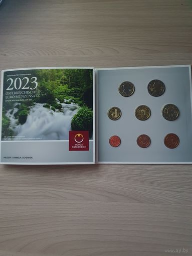 Австрия 2023 г. Официальный набор монет евро от 1 цента до 2 евро (8 монет; 3,88 евро)