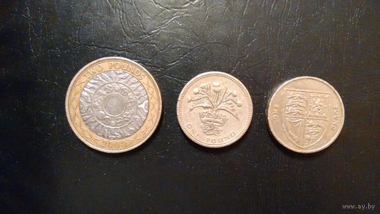 Монеты Англии по курсу НБ РБ. 4 фунта(3 монеты).