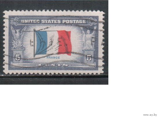 США-1943, (Мих.515 ), гаш.   , Война, Оккупированные страны, Франция, Флаг
