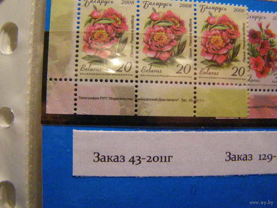 2008 Беларусь. 12 стандарт РБ. (Цветы) "20 руб" зак 43-2011