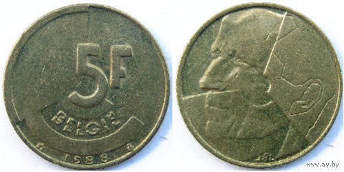 Бельгия, 5 франков 1988 BELGIE
