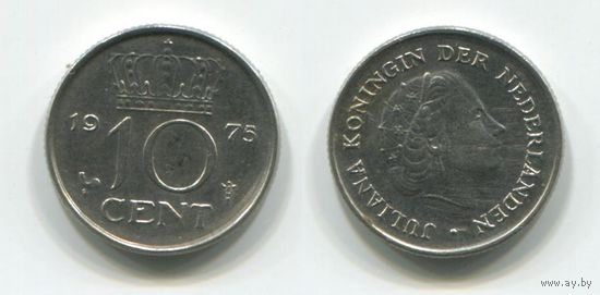 Нидерланды. 10 центов (1975, XF)