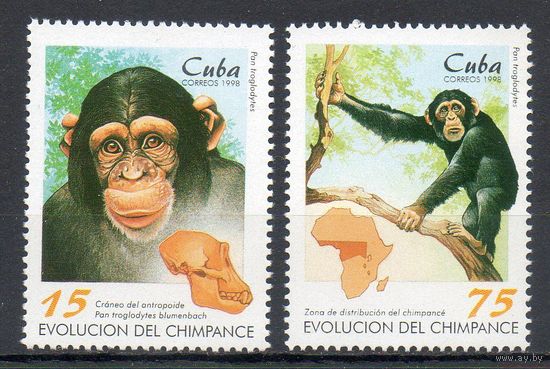 Обезьяны Куба 1998 год 2 марки