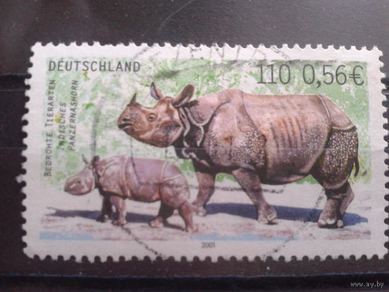Германия 2001 носороги Михель-1,2 евро гаш. зубцовка 14