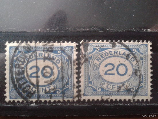 Нидерланды 1921 Стандарт, цифра 20с оттенки цвета
