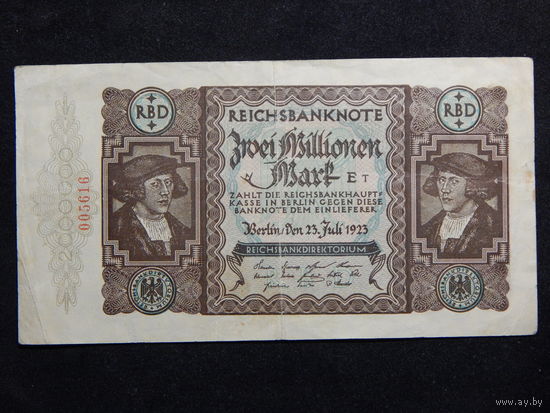 Германия 2 миллиона марок 1923г.