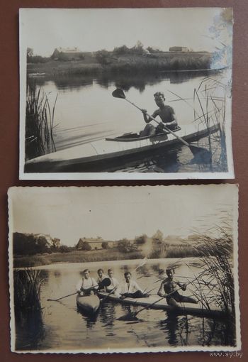 Фото "Байдарочники на реке, Познань", Старая Польша, 1933 г.