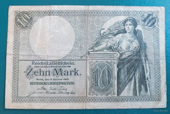 10  марок 1906  банкнота  Германия   Берлин Кайзеровская империя