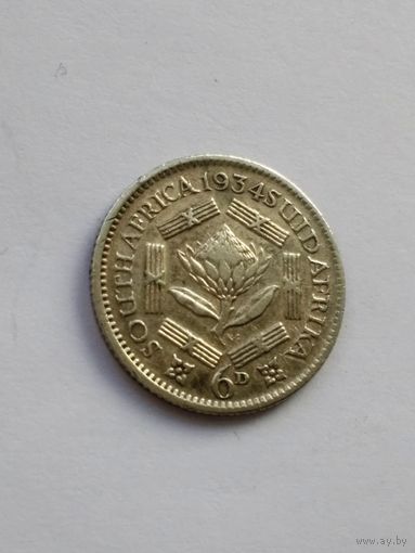 Южная Африка  6 пенсов  1934 г.  (Георг V)