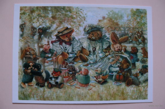 Современная открытка, Stewart Sherwood, чистая; медвежата.