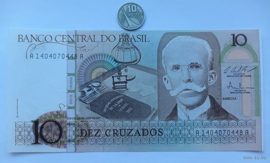 Werty71 Бразилия 10 крузадо 1987 UNC банкнота