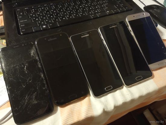 Телефоны Samsung на запчасти разбор 7 штук битые дисплеи.