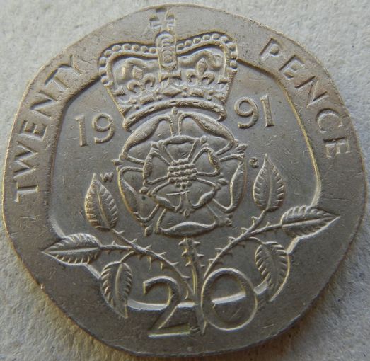Великобритания 20 пенсов 1991