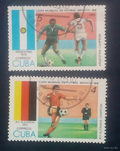 Куба  2 марки, футбол  Мексика, 1986