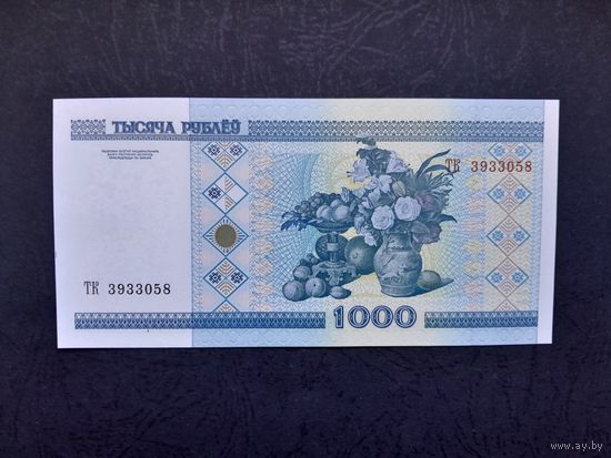 1000 рублей 2000 года. Беларусь. Серия ТК. UNC.