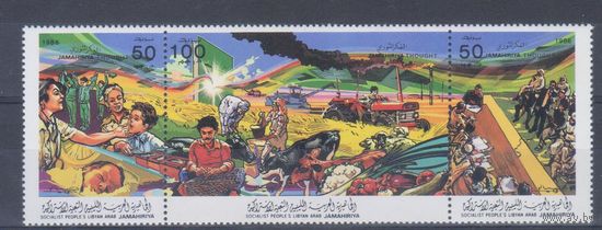 [1033] Ливия 1986. Политика.Мирный труд и развитие. СЕРИЯ-СЦЕПКА. MNH