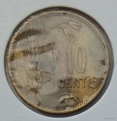 Литва 10 центов 1925 г. В холдере