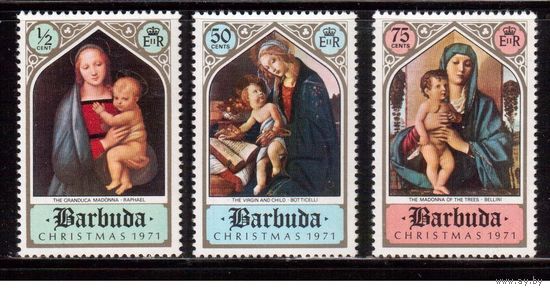 Барбуда-1971, (Мих.99-102) **, Рождество, Живопись, 3 марки