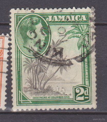 Британские Колонии Пальмы флора Ямайка 1938 год   лот 2  Известные личности Король Георг VI штамп KING -Король