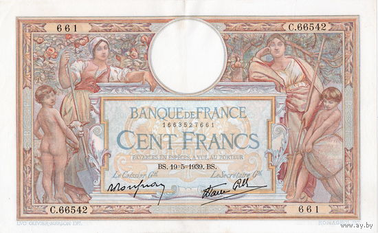 Франция, 100 франков, 1939 г.