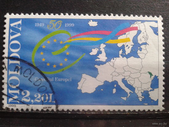 Молдова 1999 50 лет Евросоюзу, карта Европы Михель-3,0 евро гаш