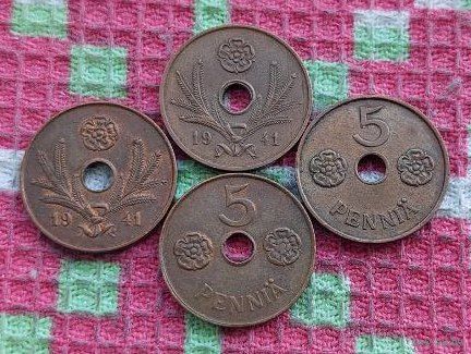 Финляндия 5 пенни 1941 года, UNC. II Мировая война. Новогодняя ликвидация!