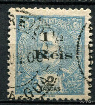 Португальские колонии - Индия - 1901 - Надпечатка нового номинала 1 1/2R на 2T - (перф. 11 1/2) - [Mi. 187A] - полная серия - 1 марка. Гашеная.  (Лот 107BG)