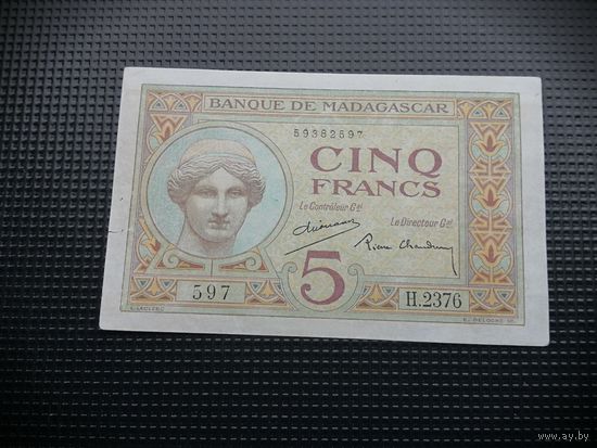Мадагаскар 5  франков 1937