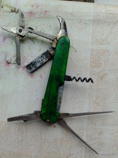 Ножик складной малый зеленый СССР