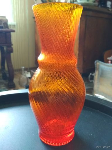 Старая ваза техника Spirelli насыщенный цвет, хрустальный завод Дятьково