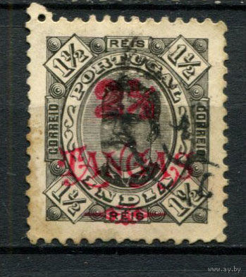 Португальские колонии - Индия - 1902 - Надпечатка нового номинала 2 1/2T на 1 1/2R - [Mi.199D] - 1 марка. Гашеная.  (Лот 116BG)