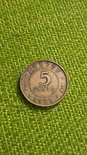 Белиз 5 центов 1976 г ( последний год тиража, бронза,  небольшой в 570 тысяч )