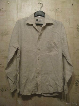 Мужская льняная рубашка на 46 р. Замеры: ПОгруди 60 см,длина 73 см, длина рукава 58 см. Рост 170-176 см. Отличное состояние.
