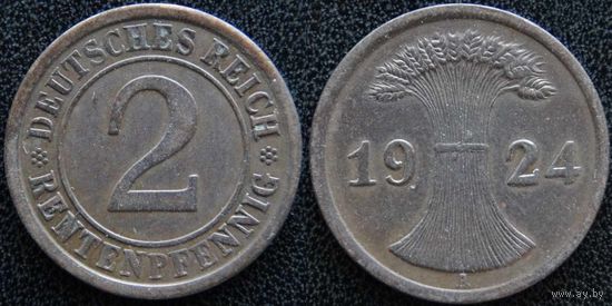 YS: Германия, 2 рентенпфеннига 1924A, KM# 31