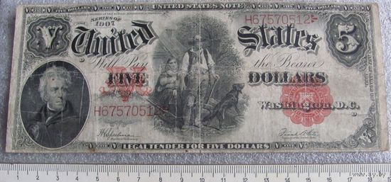 Банкнота пять долларов США 1907 г.