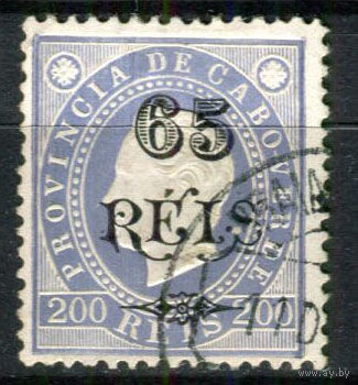 Португальские колонии - Кабо-Верде - 1902 - Надпечатка нового номинала 65 REIS на 200R - [Mi.53] - 1 марка. Гашеная.  (Лот 129AO)