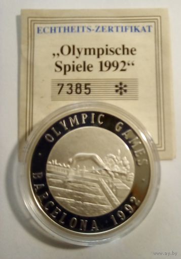Медаль ОИ Барселона 1992г Плавание..Германия Серебро.999 Пруф 20гр.
