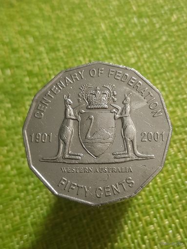 Австралия 50 центов 2001г ( Западная Австралия , две кенгуру, пореже встречаются )