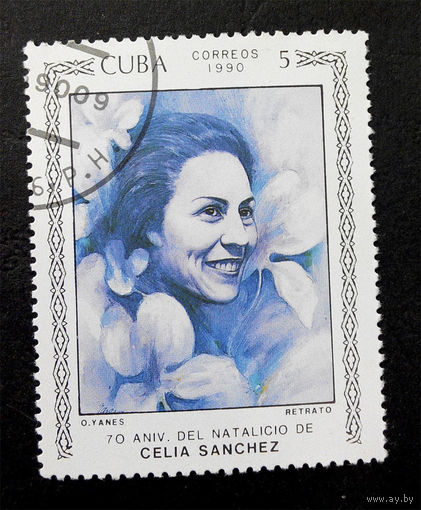Куба 1990 г.70-летие Селии Санчес Мандулей, Кубинской Революционерки. Известные люди, полная серия из 1 марки #0018-Л1P2