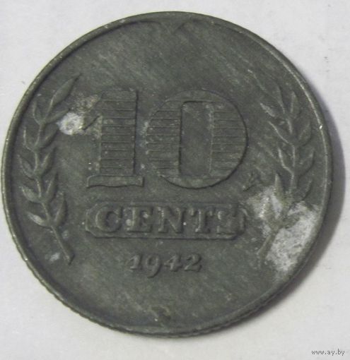 Нидерланды 10 центов 1942, цинк