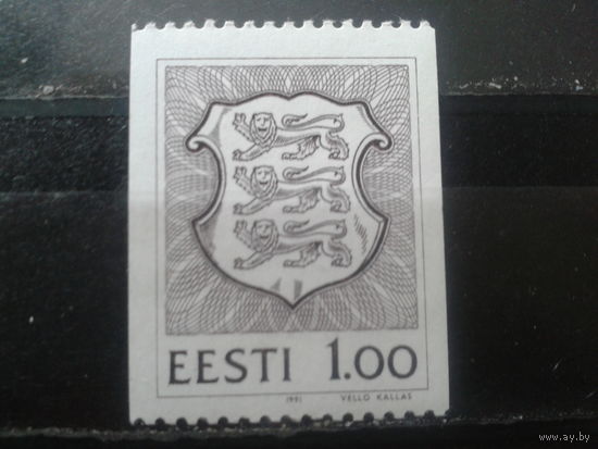 Эстония 1991 Стандарт, герб 1,00** Михель-1,5 евро