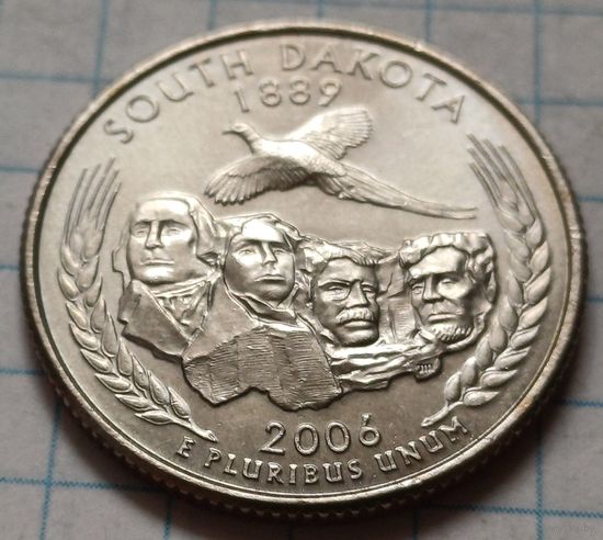 США 1/4 доллара, 2006 Квотер штата Южная Дакота      P    ( 1-6-2 )