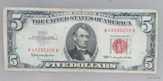 5 долларов 1963г.
