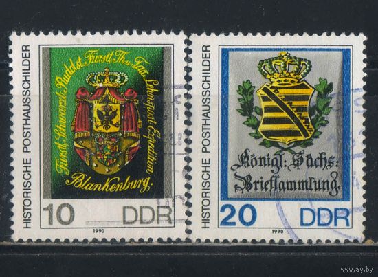 Германия ГДР 1990 Гербы почтовых служб Турн-унд-Тексис Саксония #3302-3