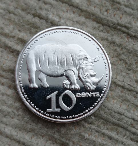 Werty71 Родезия 10 центов 2018 Носорог