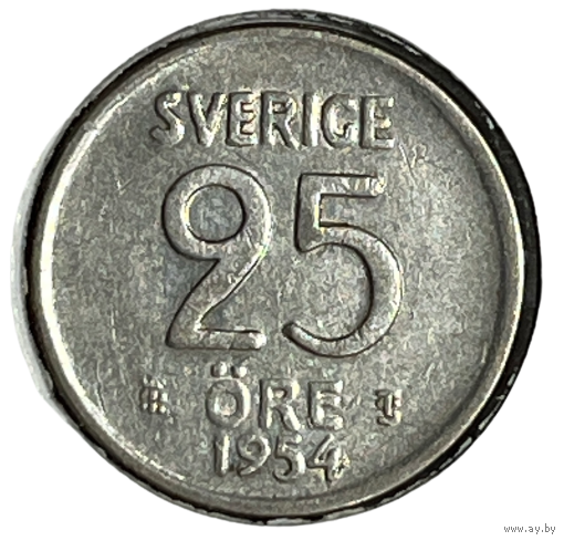 Швеция 25 эре, 1954 серебро (холдер)