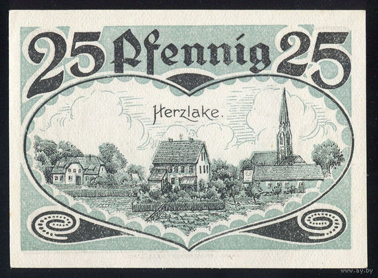 GERMANY/Германия_Herzlake_25 Pfennig_01.10.1921_Mehl#605.1_UNC