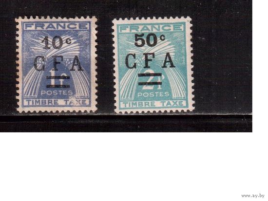 Реюньон-1949, Французские колонии,(Мих.36-37) **/* , Стандарт, Служебные марки, Надп.